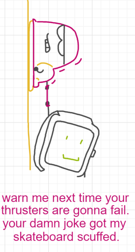 A panel from Running Duos, episode four of the Board Boards object show by Furretwalk/WalkingFurret.